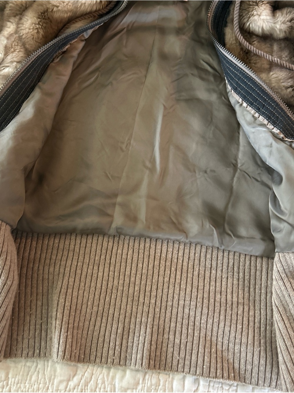 Juicy Couture Medium Cropped Hooded Faux Fur Zip Jacket in Taupe - Picture 7 of 8